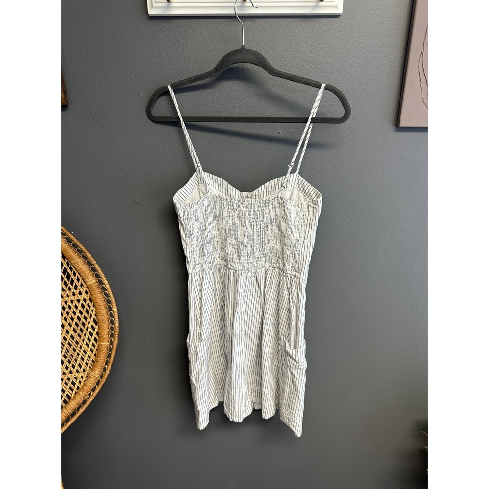 Abercrombie & Fitch Dress Womens M Sweetheart Mini Pinstripe Faux Button Pockets - Picture 3 of 5